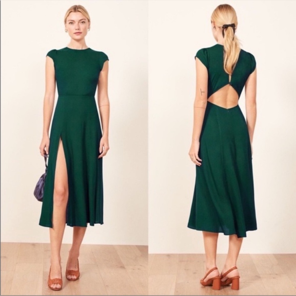 Reformation Green Midi Dress